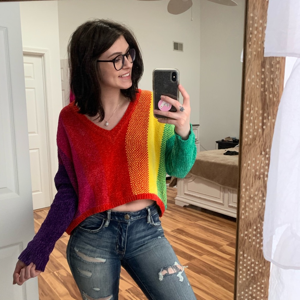 Luv Lane Rainbow Soft Crop Sweater